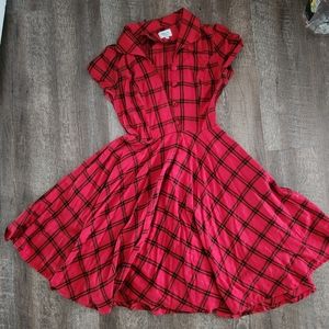 Unique vintage plaid swing dress